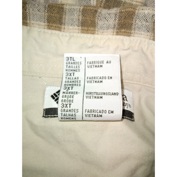 Columbia Mens Sz 3XT Mens Tall Brown  Plaid Flannel Shirt Long Sleeve Button - Picture 6 of 8